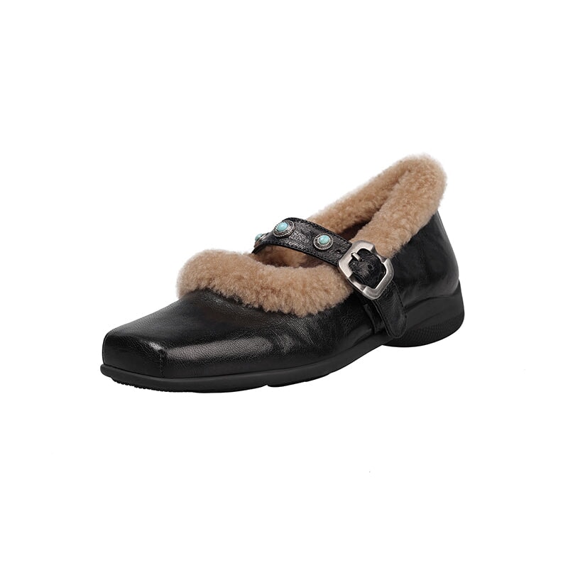 dwarves3195-2 Mary Jane 5 Black Short Plush