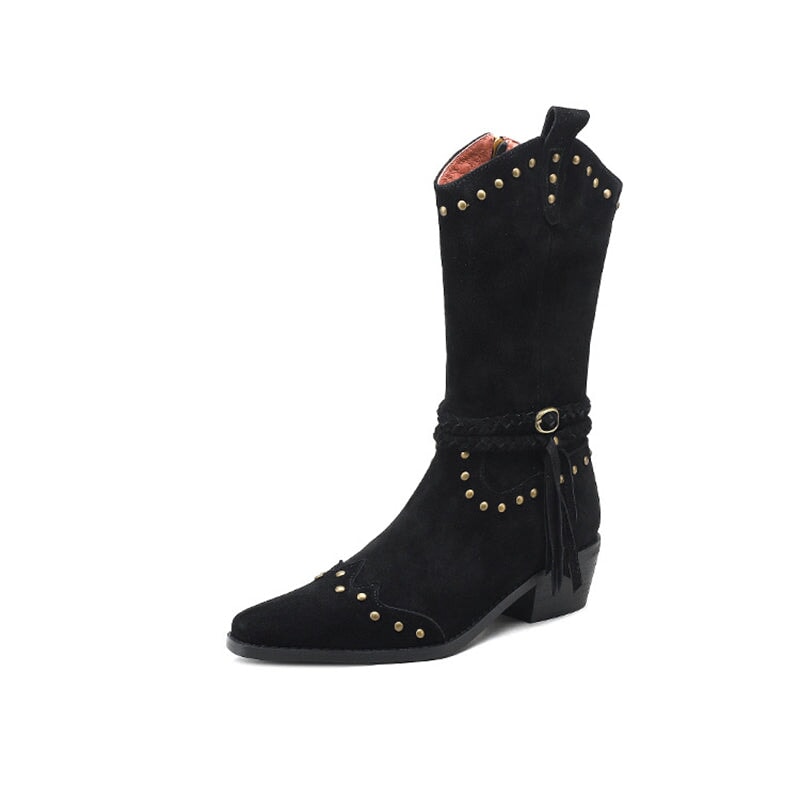 dwarves3210-1 Boots 5 Suede Black Leather Lined