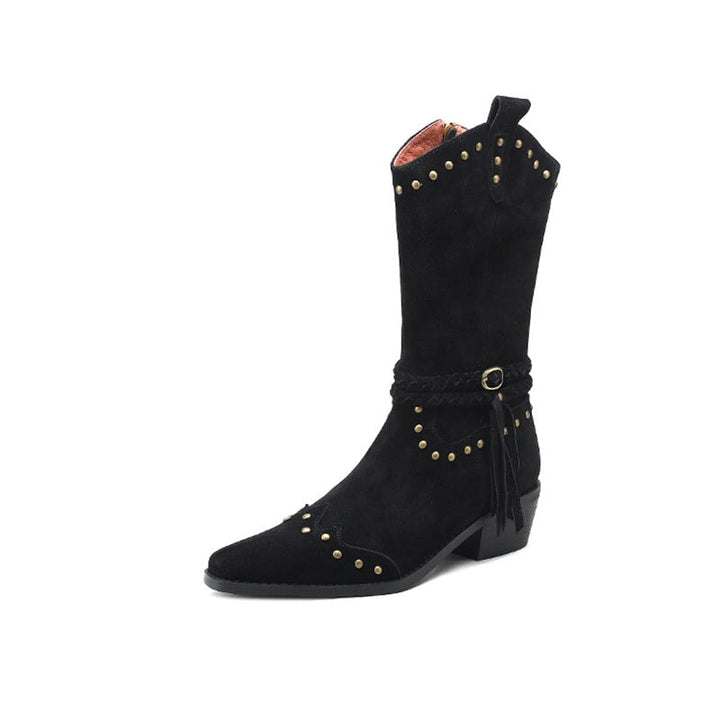 dwarves3210-1 Boots 5 Suede Black Leather Lined