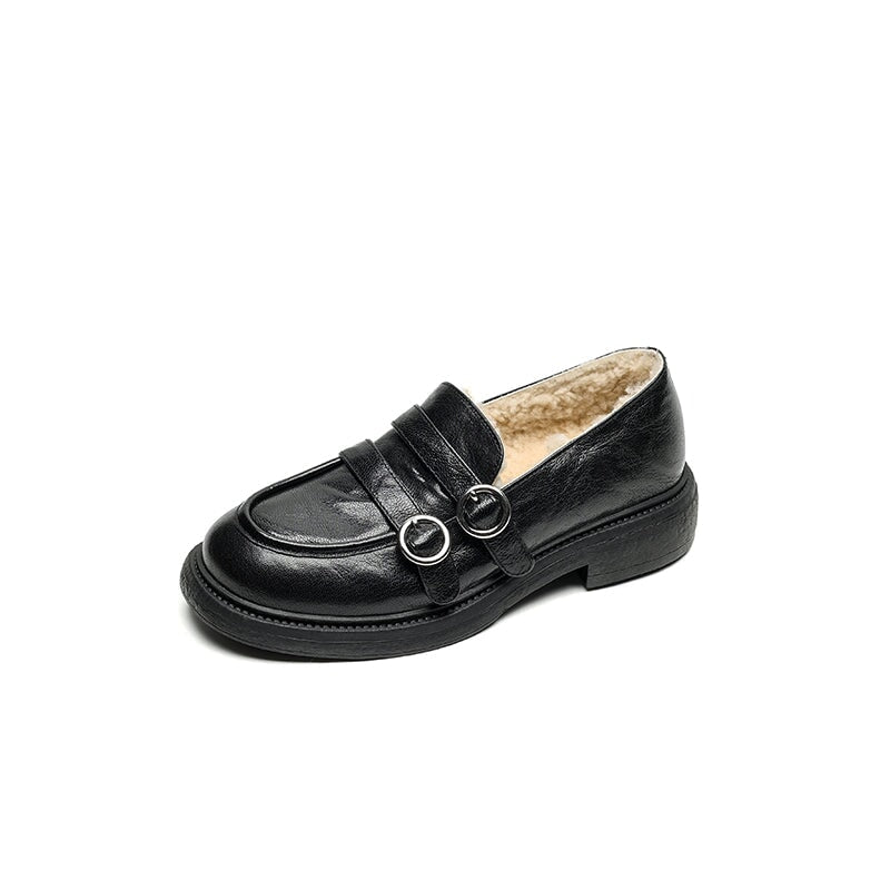 dwarves3427-1 Loafers 5 Black Shearling Lined
