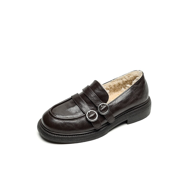 dwarves3427-2 Loafers 5 Brown Shearling Lined