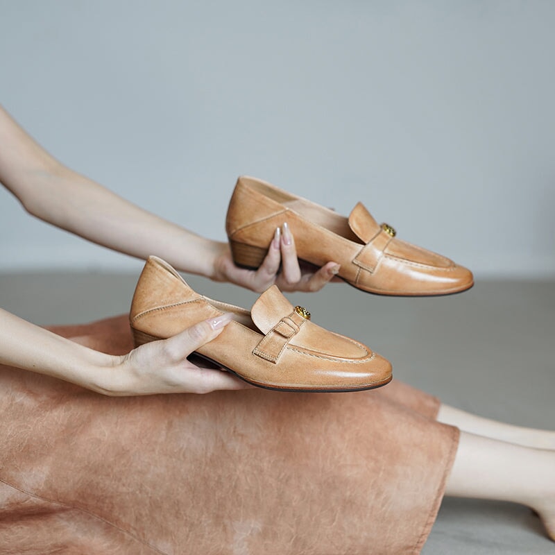 dwarves3454-1 Loafers 5 Apricot