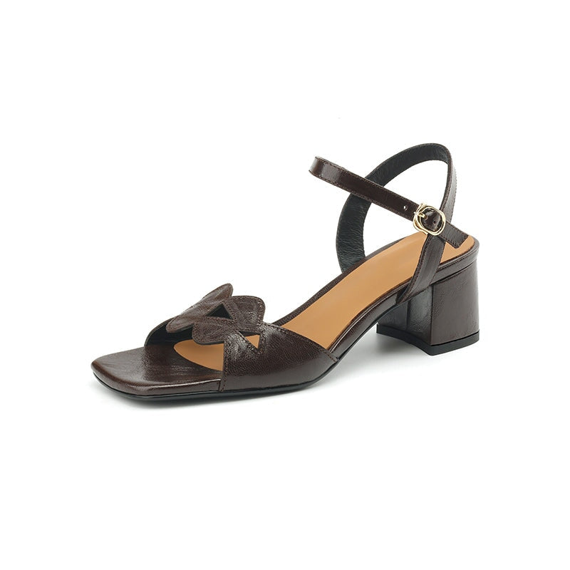 dwarves3520-2 Pumps 5 Brown Waxy Sheepskin Leather