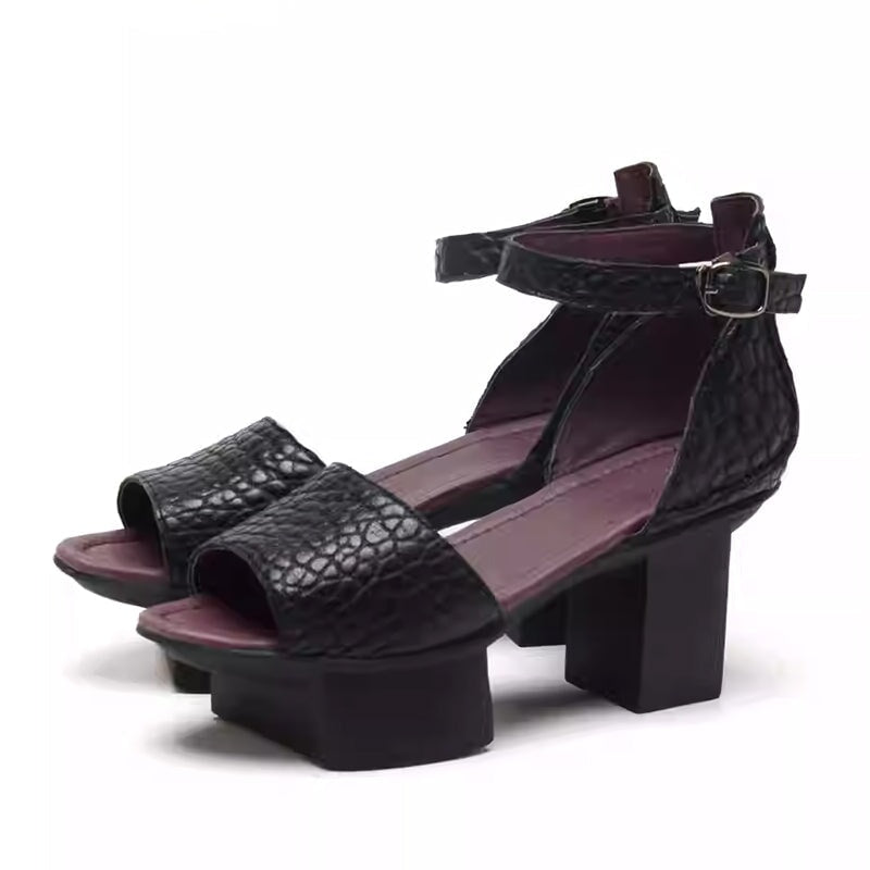 dwarves3705-2 Sandals 5 Black Stone Pattern