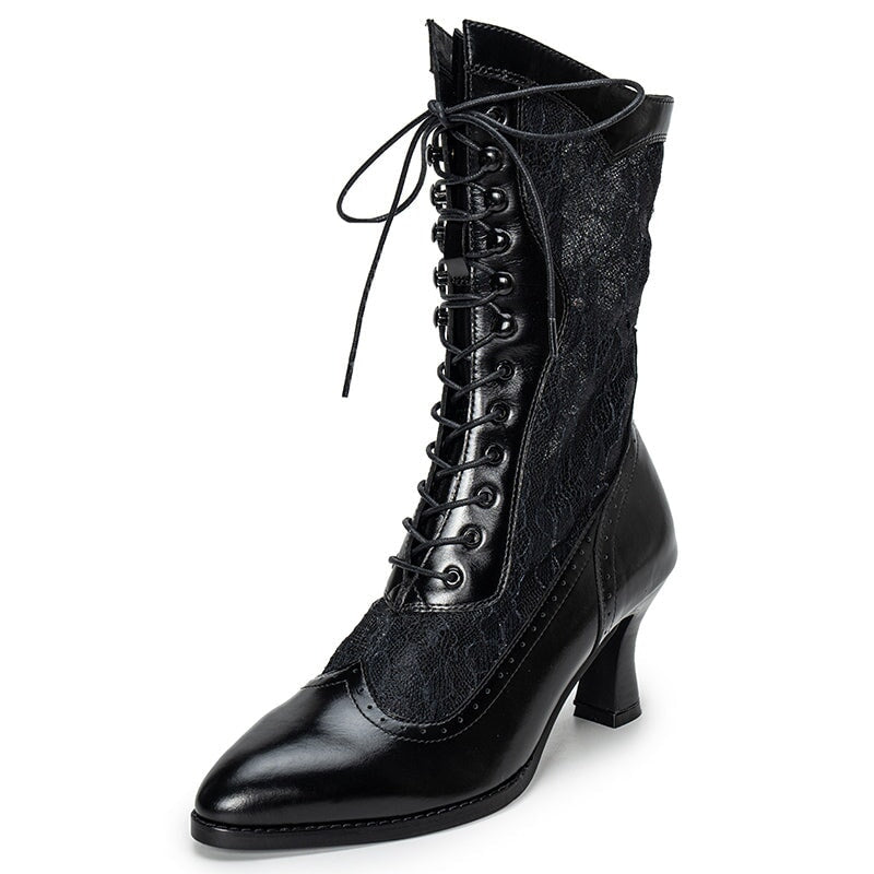 dwarves3792-2 Boots 222 Black Edge-beaded