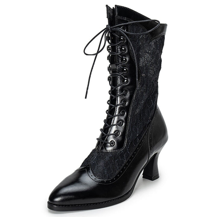 dwarves3792-2 Boots 222 Black Edge-beaded