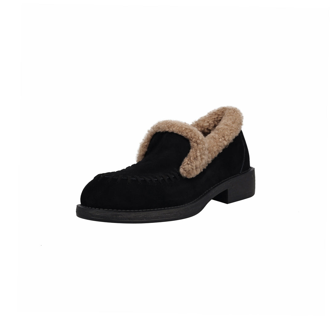 dwarves3844-1 Loafers 5 Black Short Plush