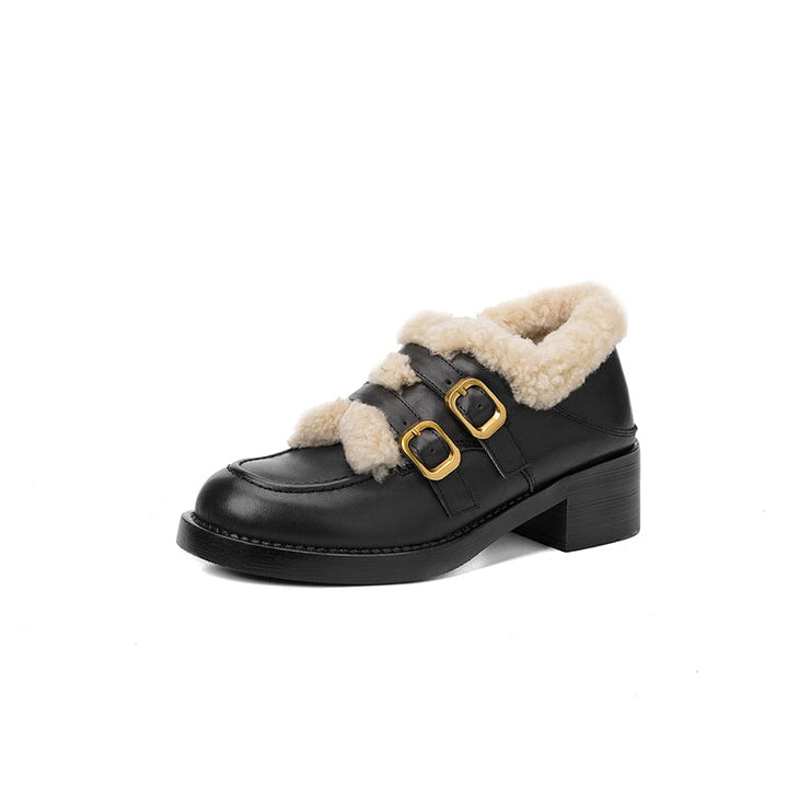 dwarves3849-1 Loafers 5 Black Long Plush