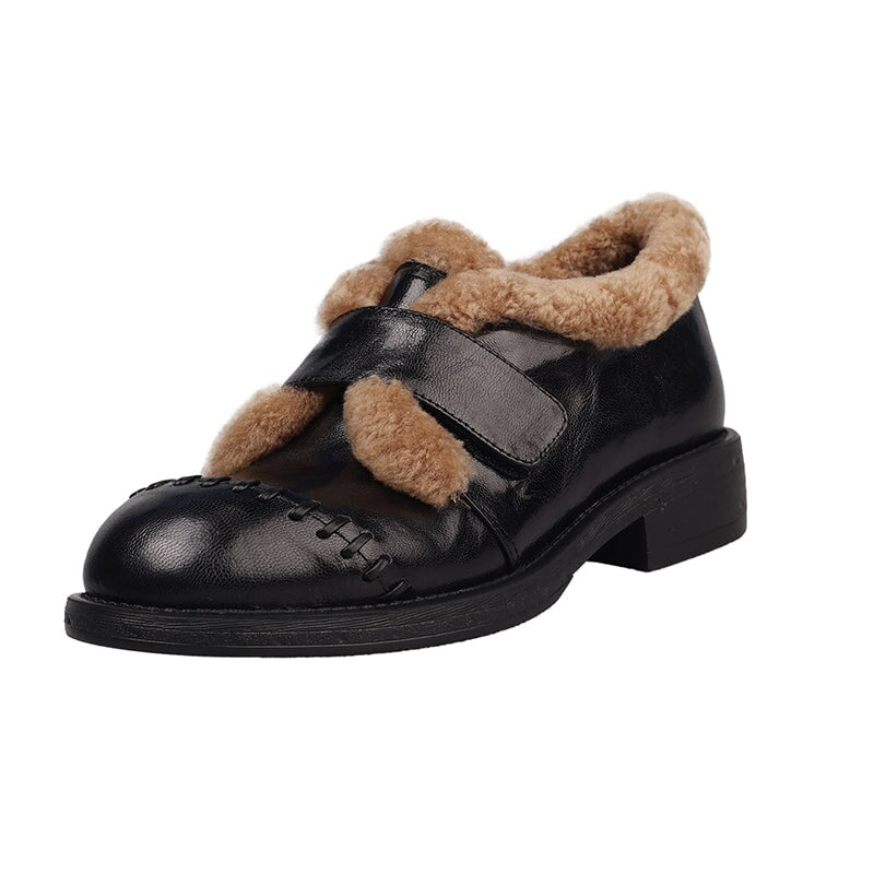 dwarves3856-1 Loafers 5 Black Long Plush