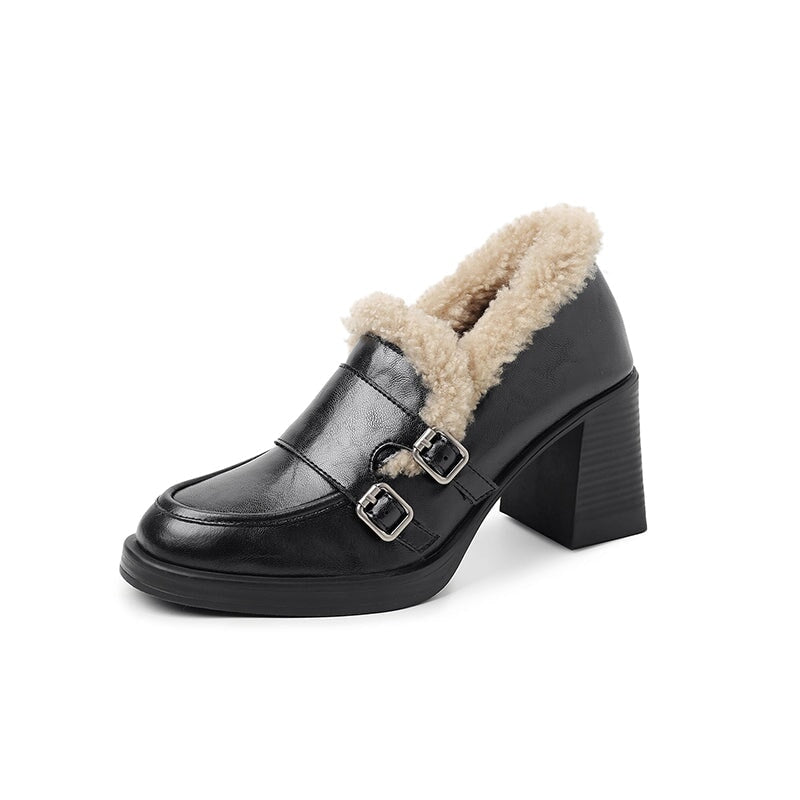 dwarves3858-1 Loafers 5 Black Long Plush