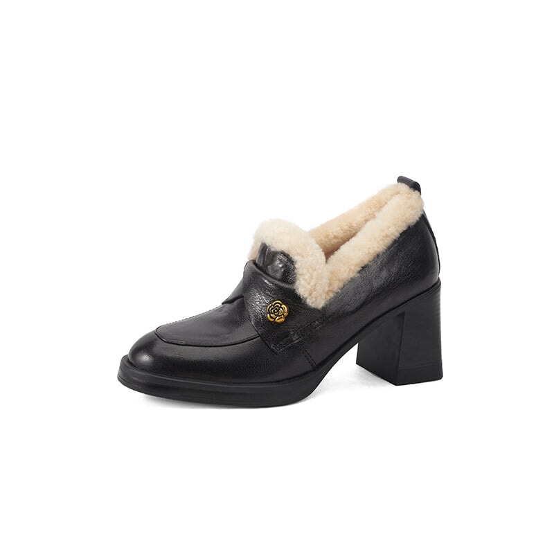 dwarves3860-1 Loafers 5 Black Long Plush