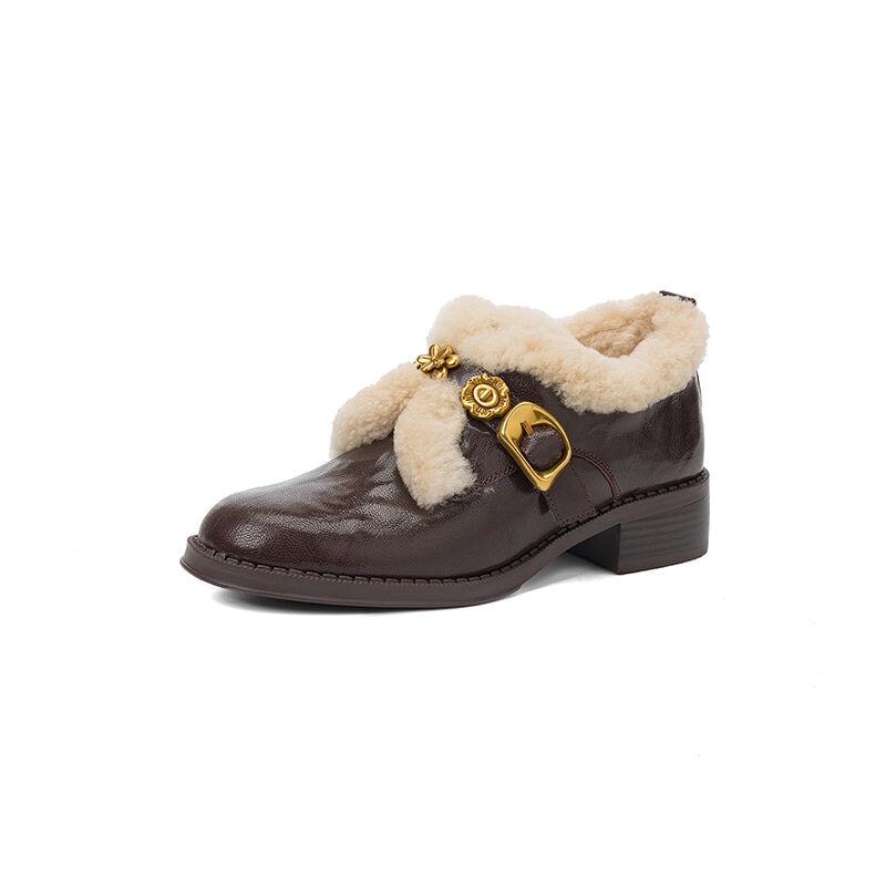 dwarves3865-2 Mary Jane 5 Brown Lambswool