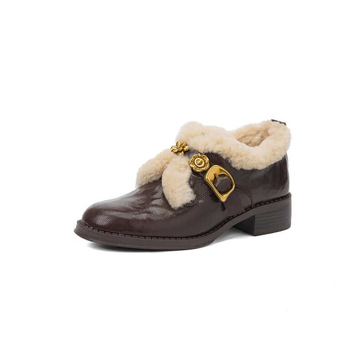 dwarves3865-2 Mary Jane 5 Brown Lambswool