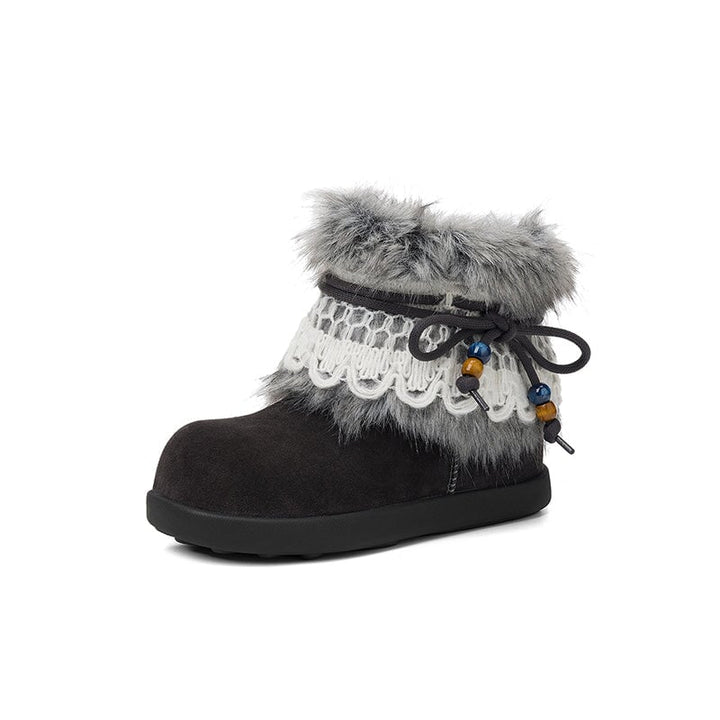 dwarves3872-1 Boots 5.5 Dark Grey Long Plush