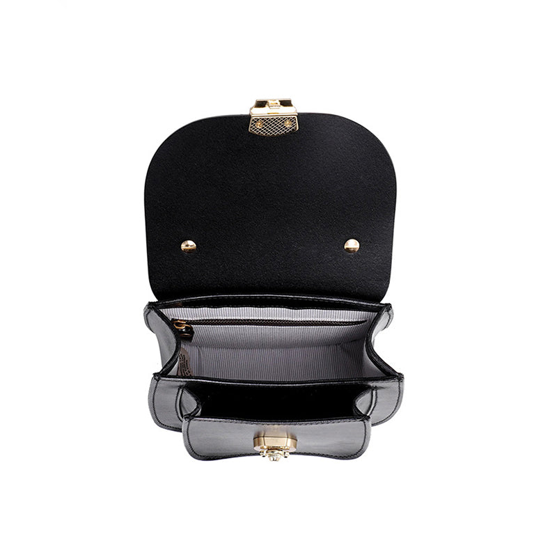Sac à Bandoulière et à Poignée Supérieure en Cuir Plein Grain Fait Main, Sac Classique de Tous les Jours en Noir/Marron Foncé