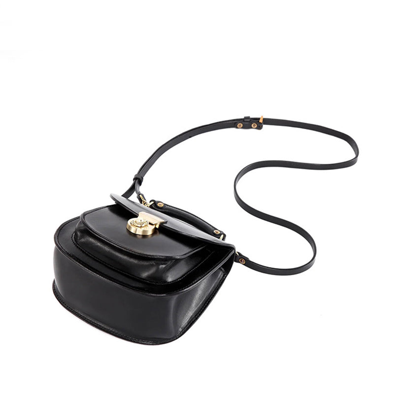 Sac à Bandoulière et à Poignée Supérieure en Cuir Plein Grain Fait Main, Sac Classique de Tous les Jours en Noir/Marron Foncé