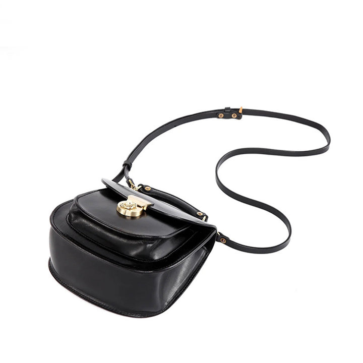 Sac à Bandoulière et à Poignée Supérieure en Cuir Plein Grain Fait Main, Sac Classique de Tous les Jours en Noir/Marron Foncé
