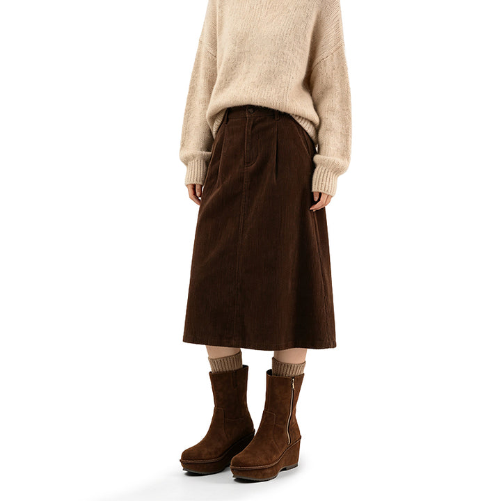 Handmade Nubuck Leather Wedge Mid-Calf Boots Wide Fit Platform Chelsea Boots in Coffee