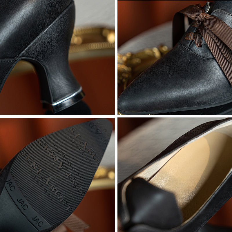 Pompes oxford edwardiennes vintage faites à la main, chaussures en cuir souple à lacets en noir
