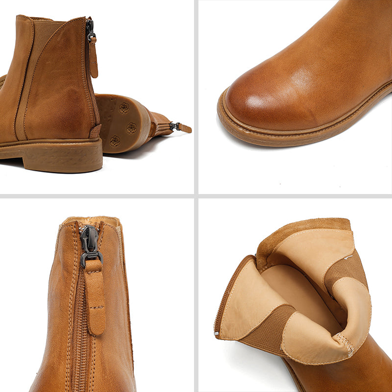 Bottes Chelsea vintage en cuir faites à la main pour nains, bottes courtes avec fermeture éclair à l&