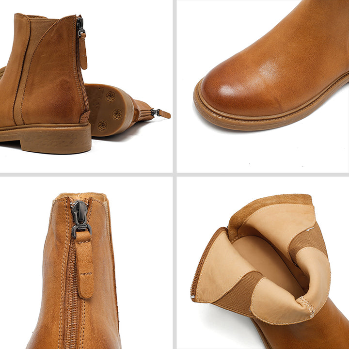 Bottes Chelsea vintage en cuir faites à la main pour nains, bottes courtes avec fermeture éclair à l&