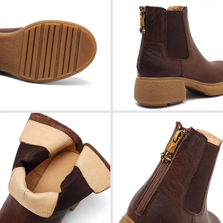 Bottes Chelsea vintage en cuir faites à la main pour nains, bottes courtes avec fermeture éclair à l&