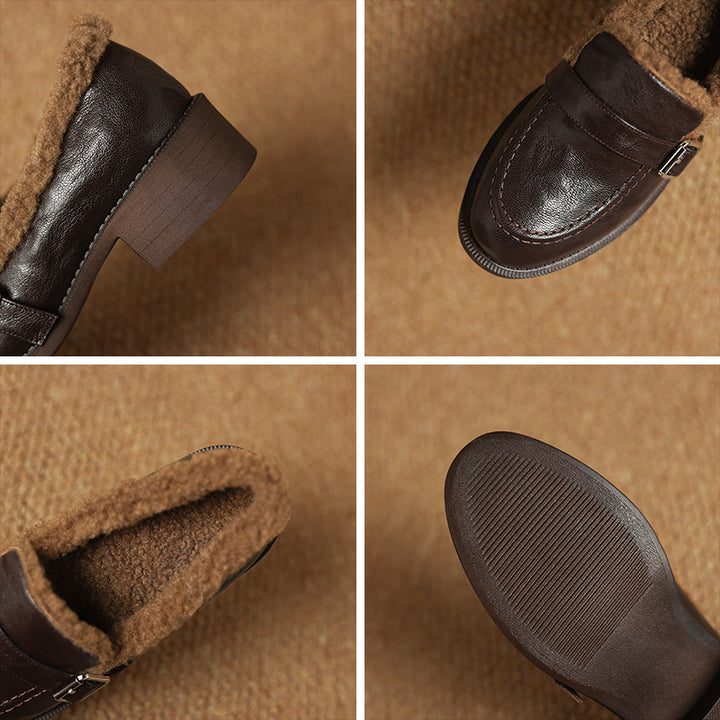 Mocassins en cuir de mouton vintage avec boucle pour l&