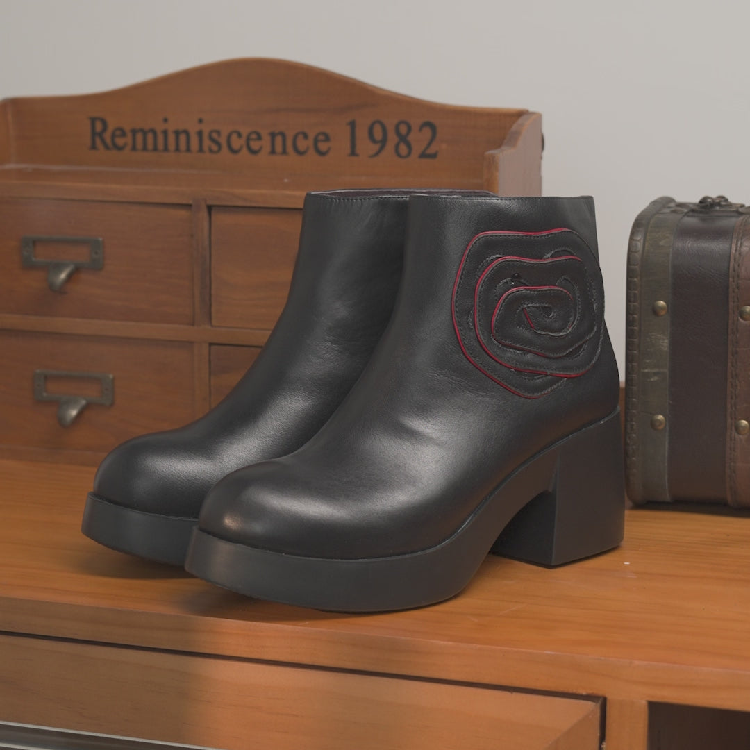 Bottes de cheville en cuir à plateforme de 70 cm faites à la main pour femmes, avec fermeture éclair latérale