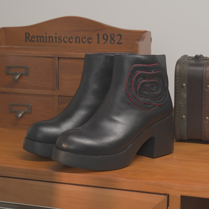 Bottes de cheville en cuir à plateforme de 70 cm faites à la main pour femmes, avec fermeture éclair latérale