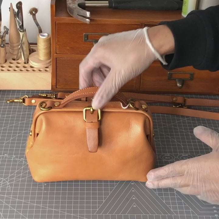 Sac médecin - Sac à main en cuir de vachette fait à la main, sac médecin en cuir italien, sac à main à poignée supérieure