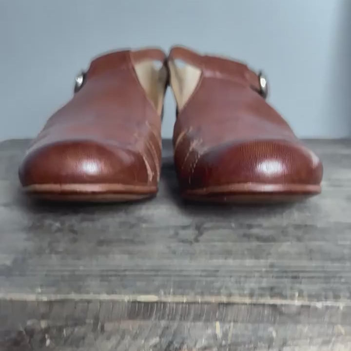 Chaussures Mary Jane en cuir de cheval cousues à la main pour femmes, semelle en cuir en café