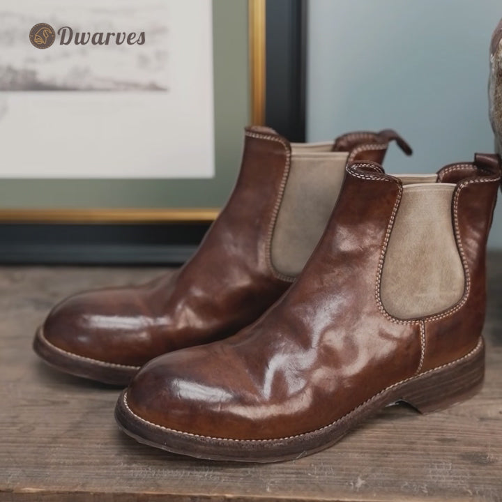Bottes Chelsea classiques en cuir de cheval avec semelle en cuir, bottes courtes pour femmes en noir/marron/café