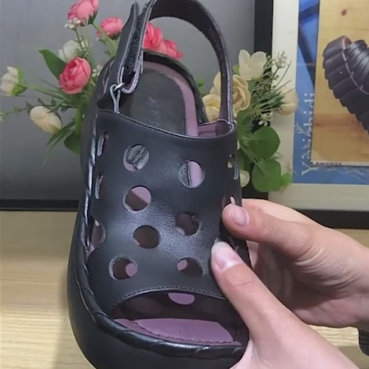 Sandales à Plateforme en Cuir Fait Main 60mm Personnalisées pour Femmes Découpées en Noir/Blanc