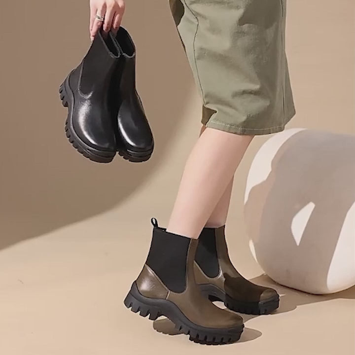 가죽 첼시 부츠 핸드메이드 디자이너 앵클 부츠 블랙/그린