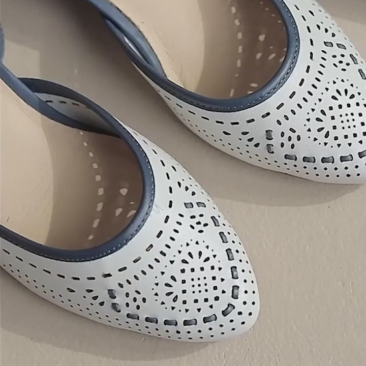 Leather Cut Out Ankle Strap Sandals For Women Handmade in 5 Colors
