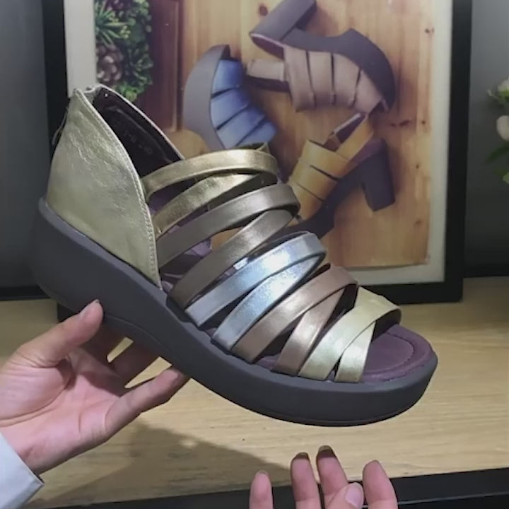 Sandales gladiateurs en cuir fait main de couleur personnalisée, ouvertes à l&