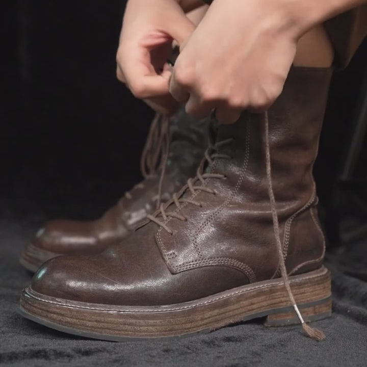 Bottes courtes en cuir de cheval faites à la main pour femmes, douces et cool en noir/marron/café