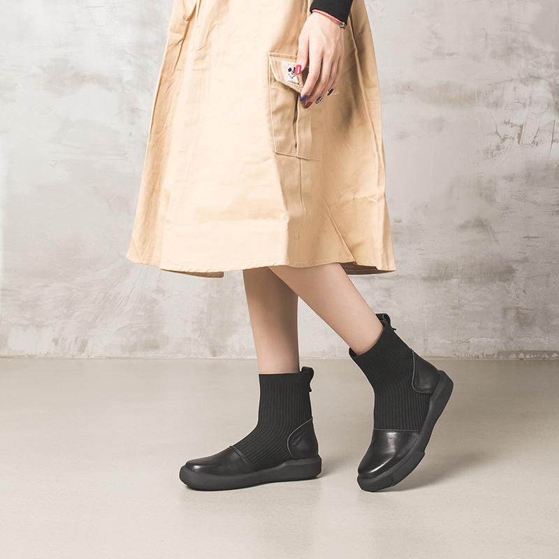 Dwarves Leather Sock Boots Handmade Designer Shoes Soft Boots Black