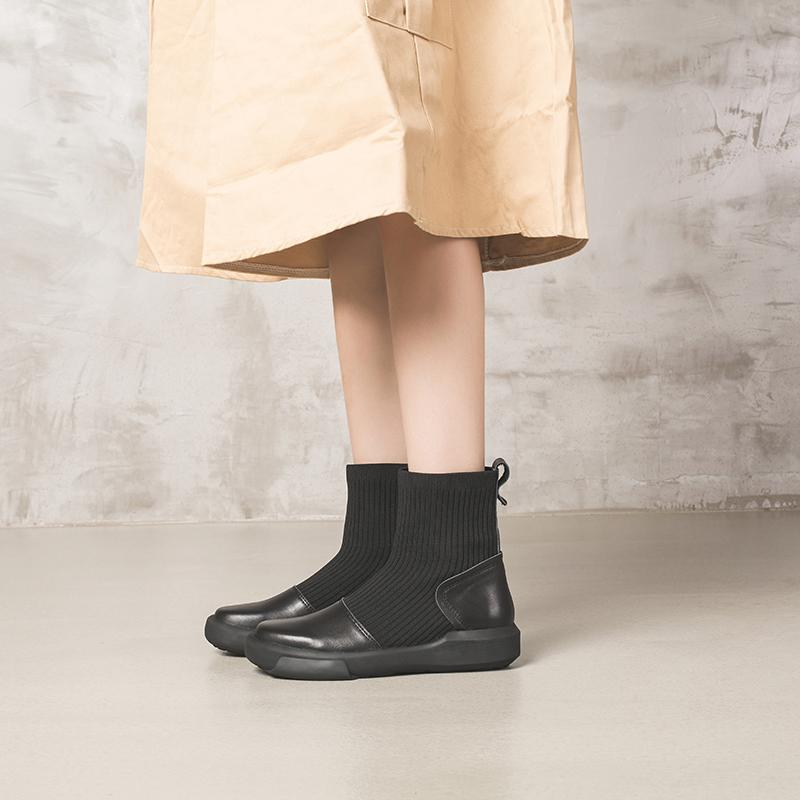 Dwarves Leather Sock Boots Handmade Designer Shoes Soft Boots Black