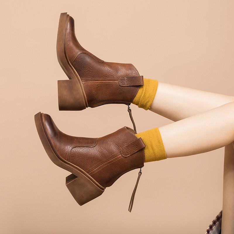 Bottes western en cuir Dwarves, bottes de cowboy faites à la main, chaussures de designer avec zip arrière en marron/noir/vert