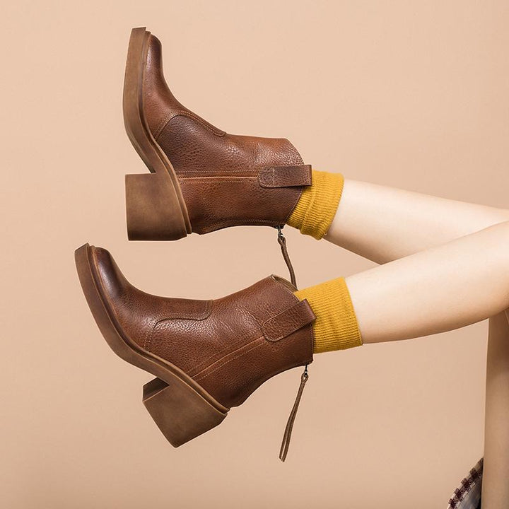 Bottes western en cuir Dwarves, bottes de cowboy faites à la main, chaussures de designer avec zip arrière en marron/noir/vert
