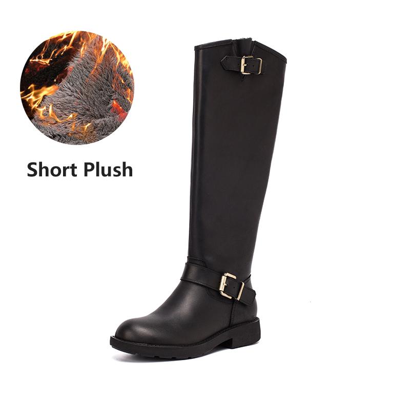 Bottes hautes en cuir Crazy Horse, bottes western de cowboy rétro, bottes de randonnée en peluche courte café/noir