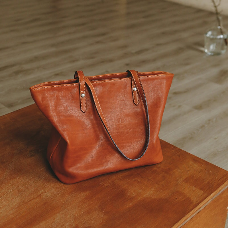 Sac à main en cuir de vachette rétro grande capacité pour femmes