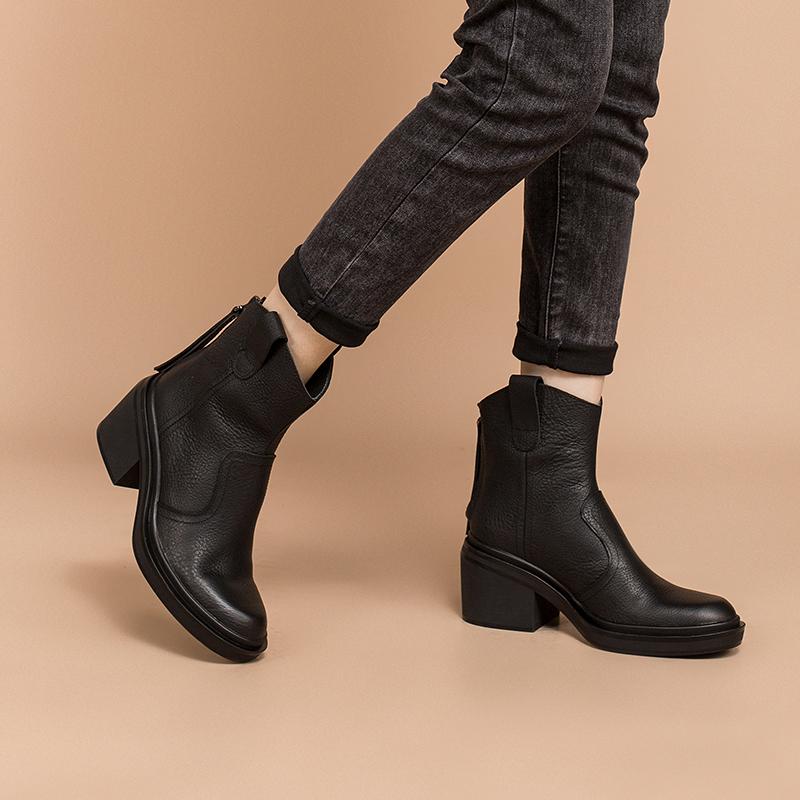 Bottes western en cuir Dwarves, bottes de cowboy faites à la main, chaussures de designer avec zip arrière en marron/noir/vert