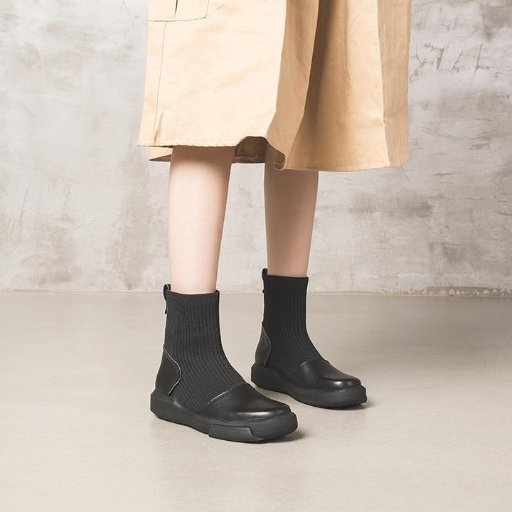 Dwarves Leather Sock Boots Handmade Designer Shoes Soft Boots Black