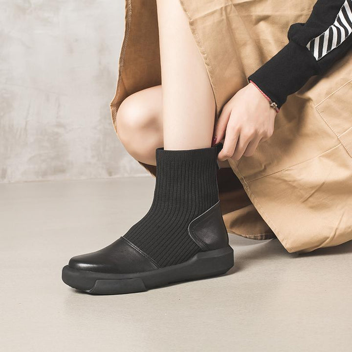 Dwarves Leather Sock Boots Handmade Designer Shoes Soft Boots Black