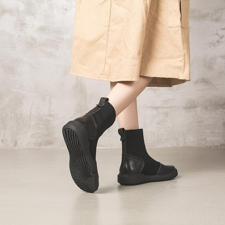 Dwarves Leather Sock Boots Handmade Designer Shoes Soft Boots Black