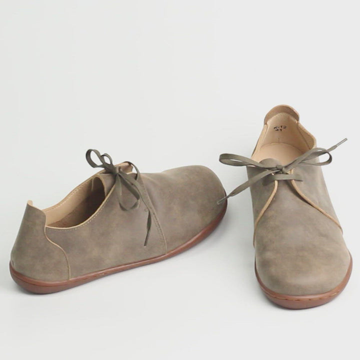Chaussures Plates Décontractées En Cuir À Lacets Chaussures Ankle Barefoot