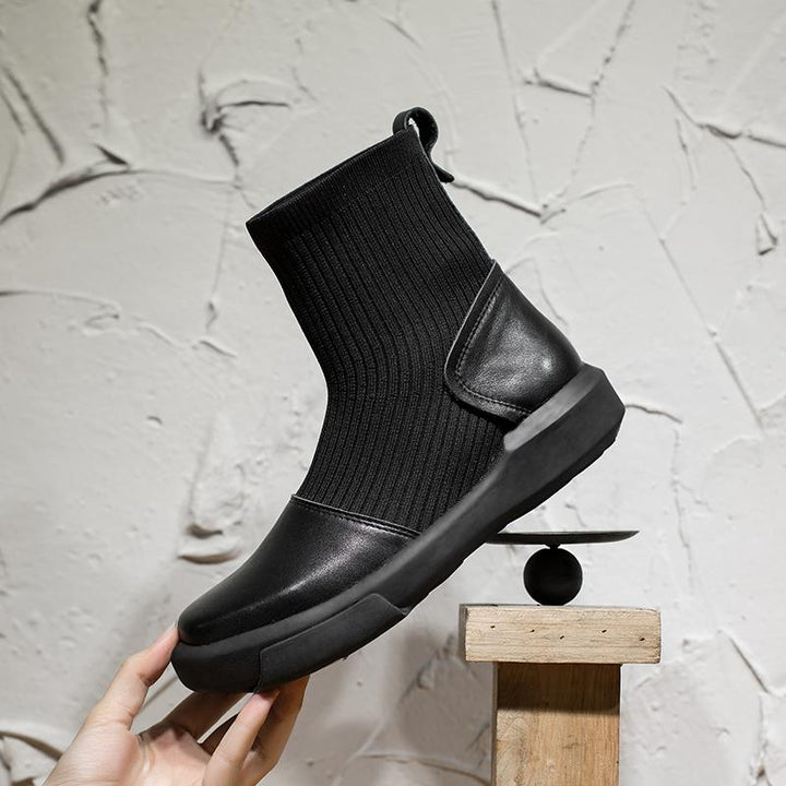 Dwarves Leather Sock Boots Handmade Designer Shoes Soft Boots Black