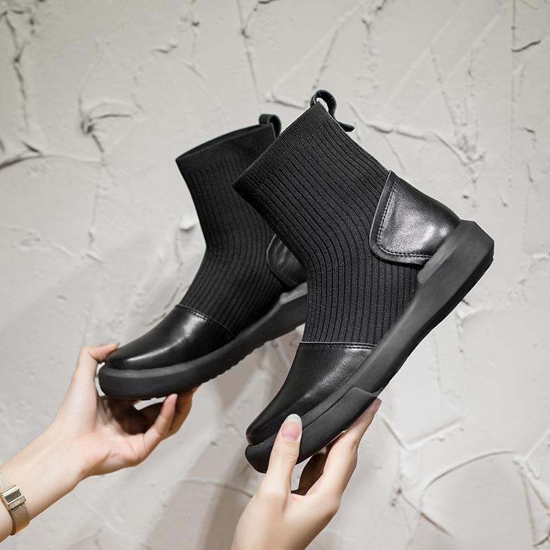 Dwarves Leather Sock Boots Handmade Designer Shoes Soft Boots Black